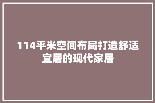 114平米空间布局打造舒适宜居的现代家居