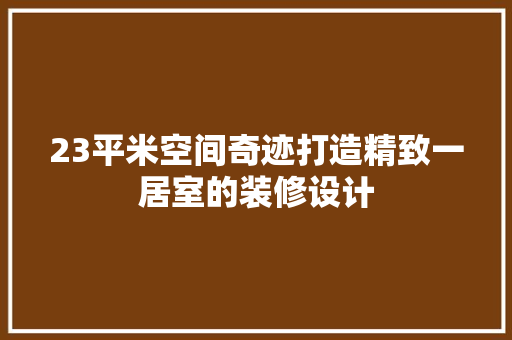 23平米空间奇迹打造精致一居室的装修设计