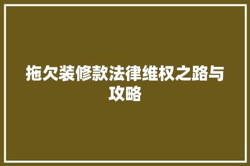 拖欠装修款法律维权之路与攻略  第1张