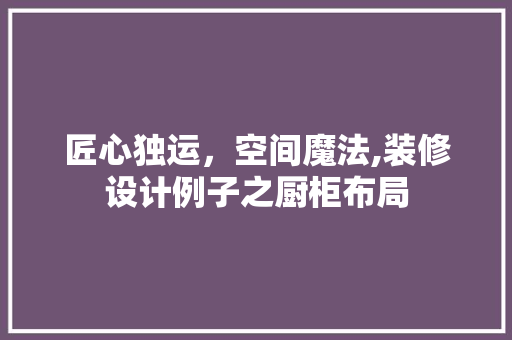 匠心独运，空间魔法,装修设计例子之厨柜布局