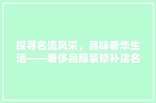 探寻名流风采，品味奢华生活——奢侈品服装修补店名字大全赏析