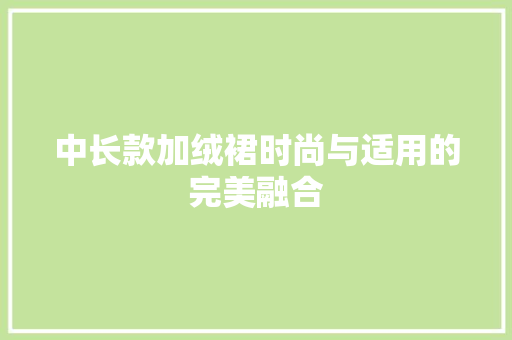 中长款加绒裙时尚与适用的完美融合
