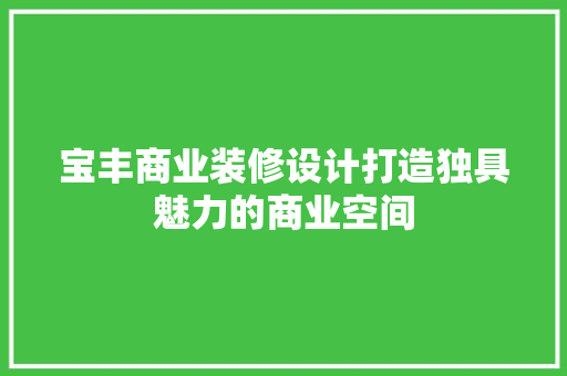 宝丰商业装修设计打造独具魅力的商业空间