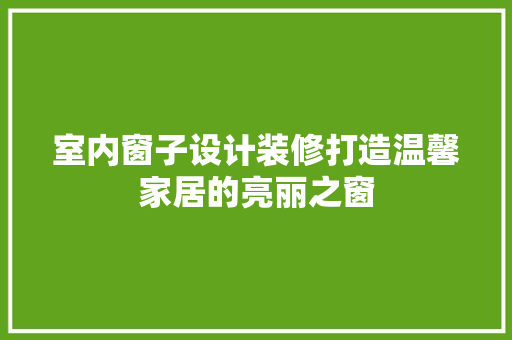 室内窗子设计装修打造温馨家居的亮丽之窗