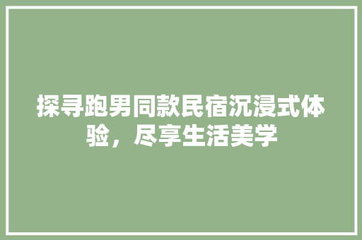 探寻跑男同款民宿沉浸式体验，尽享生活美学