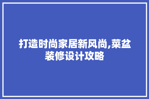 打造时尚家居新风尚,菜盆装修设计攻略