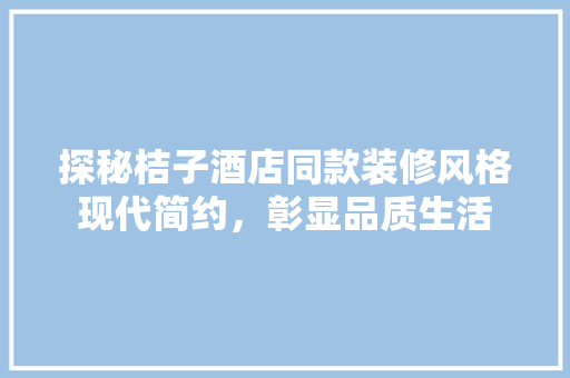 探秘桔子酒店同款装修风格现代简约，彰显品质生活  第1张