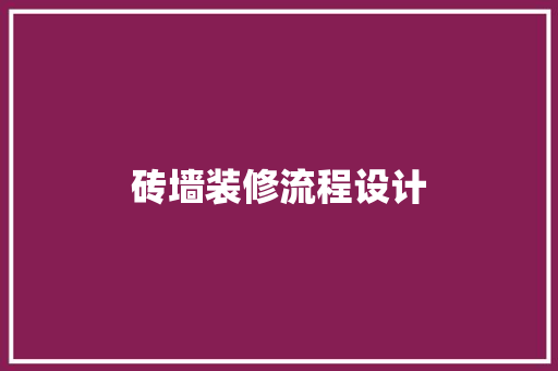 砖墙装修流程设计  第1张