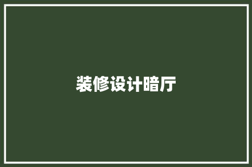 装修设计暗厅  第1张