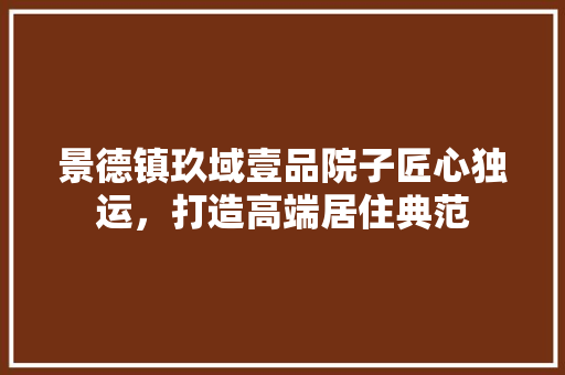 景德镇玖域壹品院子匠心独运，打造高端居住典范