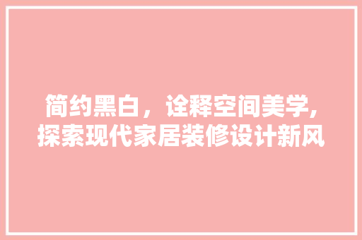 简约黑白，诠释空间美学,探索现代家居装修设计新风尚