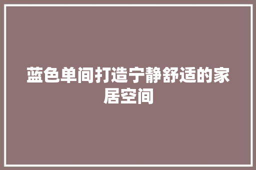 蓝色单间打造宁静舒适的家居空间