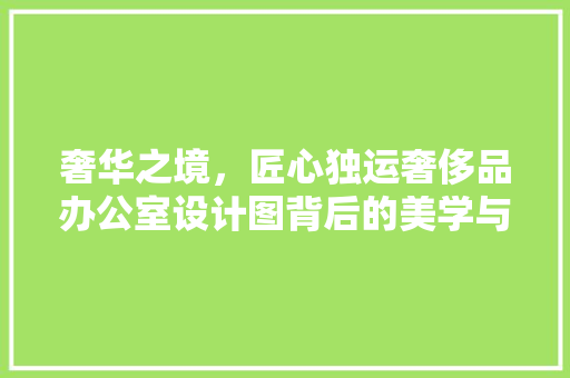 奢华之境，匠心独运奢侈品办公室设计图背后的美学与智慧