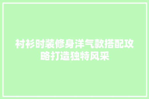 衬衫时装修身洋气款搭配攻略打造独特风采