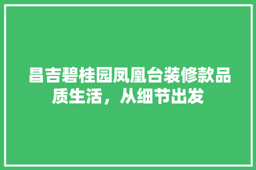 昌吉碧桂园凤凰台装修款品质生活，从细节出发