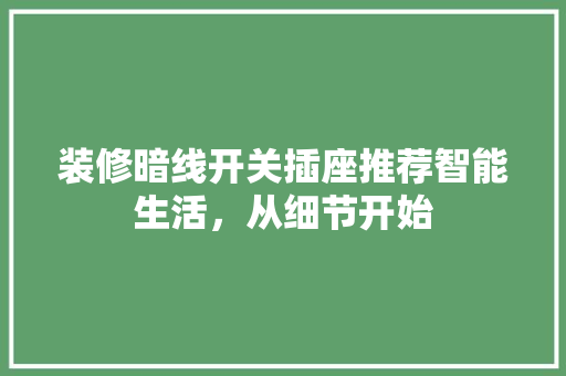 装修暗线开关插座推荐智能生活，从细节开始