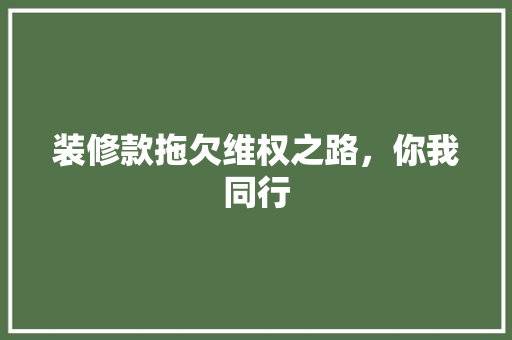装修款拖欠维权之路，你我同行
