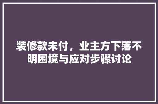 装修款未付，业主方下落不明困境与应对步骤讨论
