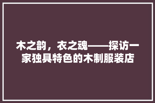 木之韵，衣之魂——探访一家独具特色的木制服装店