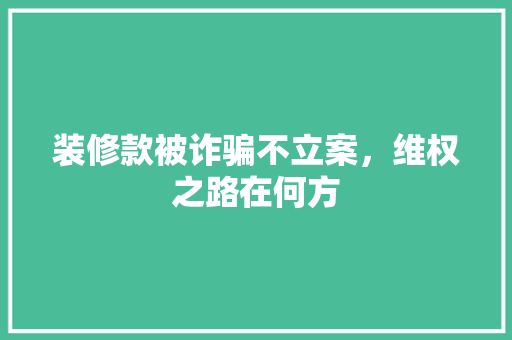 装修款被诈骗不立案，维权之路在何方  第1张