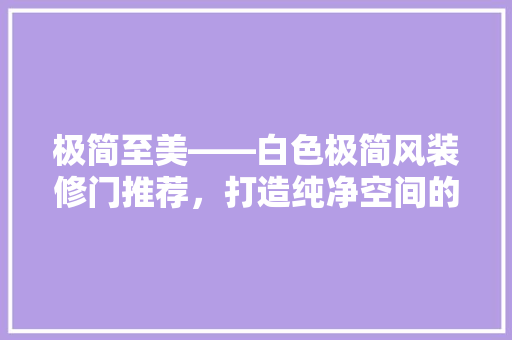 极简至美——白色极简风装修门推荐，打造纯净空间的艺术之作
