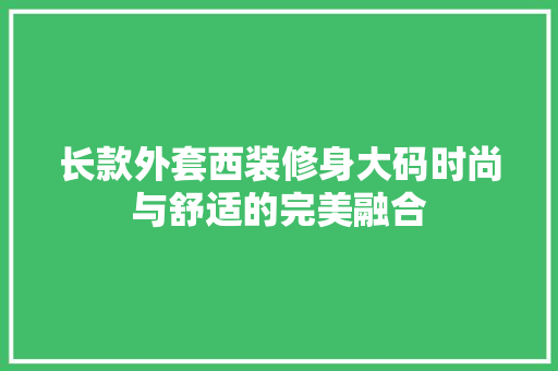 长款外套西装修身大码时尚与舒适的完美融合