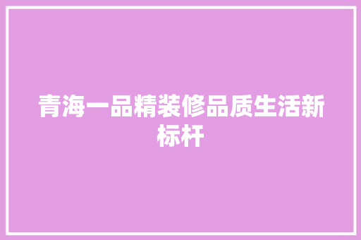 青海一品精装修品质生活新标杆