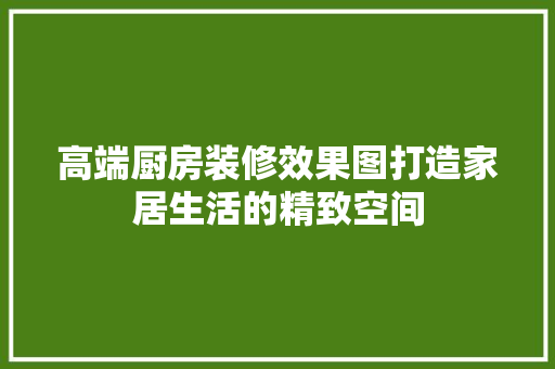 高端厨房装修效果图打造家居生活的精致空间  第1张