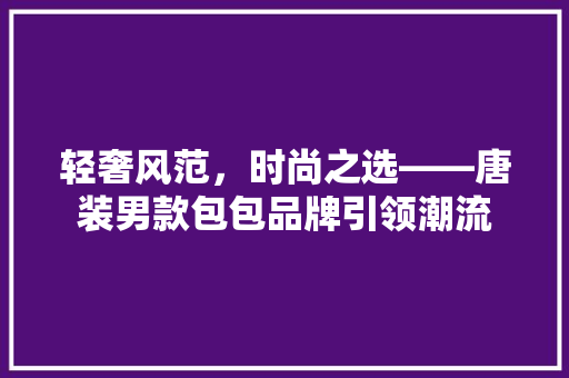 轻奢风范，时尚之选——唐装男款包包品牌引领潮流