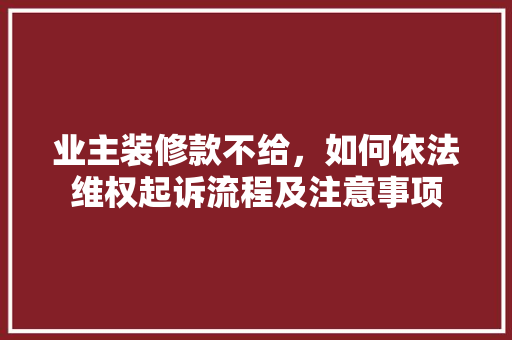 业主装修款不给，如何依法维权起诉流程及注意事项  第1张