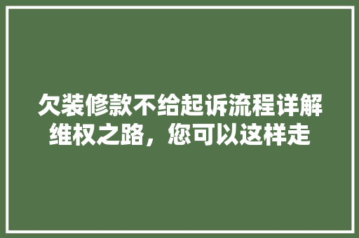 欠装修款不给起诉流程详解维权之路，您可以这样走
