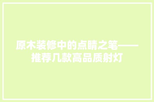 原木装修中的点睛之笔——推荐几款高品质射灯  第1张