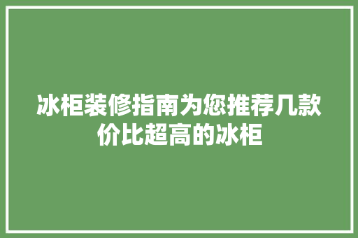 冰柜装修指南为您推荐几款价比超高的冰柜  第1张