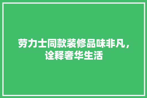 劳力士同款装修品味非凡，诠释奢华生活