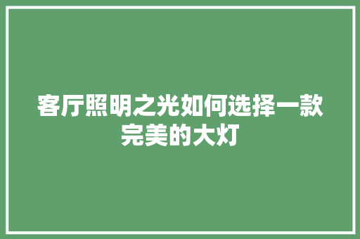 客厅照明之光如何选择一款完美的大灯  第1张