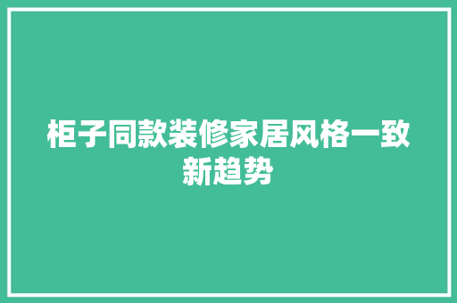 柜子同款装修家居风格一致新趋势