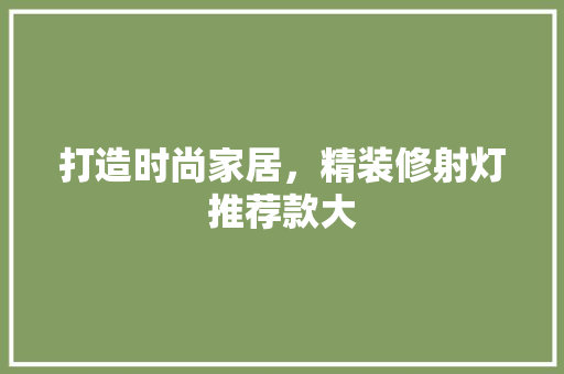 打造时尚家居，精装修射灯推荐款大