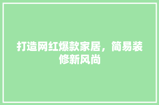 打造网红爆款家居，简易装修新风尚