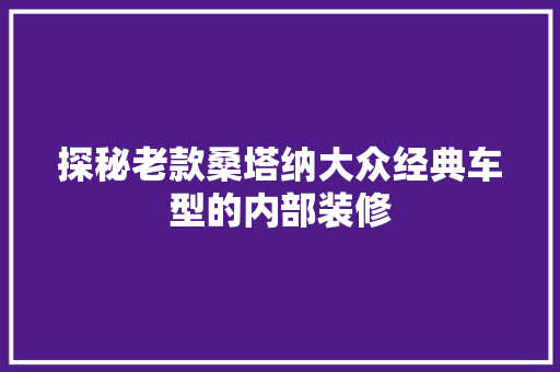 探秘老款桑塔纳大众经典车型的内部装修