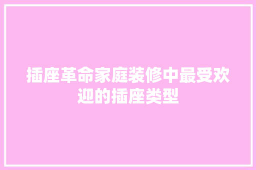 插座革命家庭装修中最受欢迎的插座类型