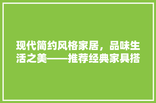 现代简约风格家居，品味生活之美——推荐经典家具搭配