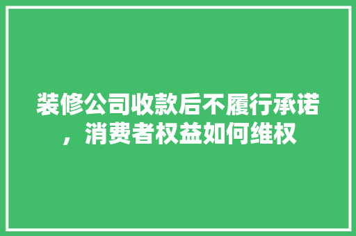 装修公司收款后不履行承诺，消费者权益如何维权