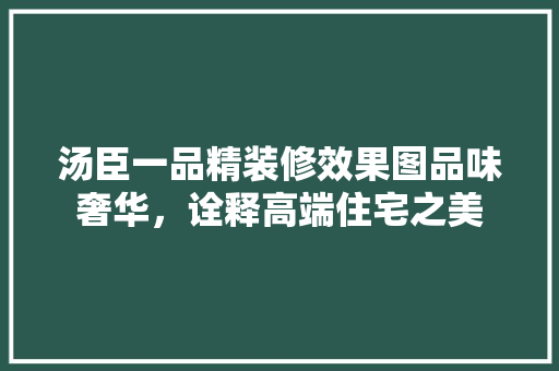 汤臣一品精装修效果图品味奢华，诠释高端住宅之美