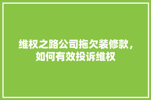 维权之路公司拖欠装修款，如何有效投诉维权