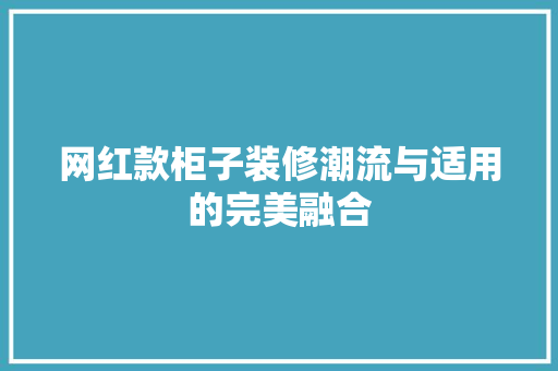 网红款柜子装修潮流与适用的完美融合