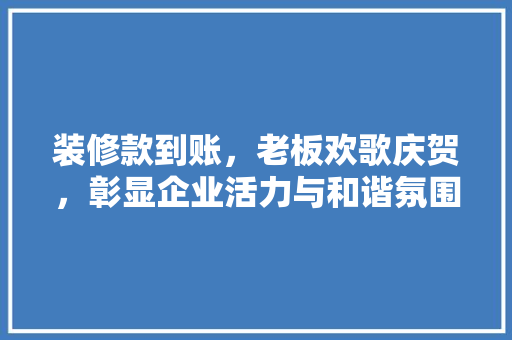 装修款到账，老板欢歌庆贺，彰显企业活力与和谐氛围