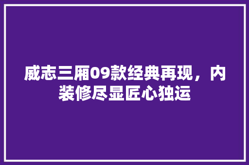 威志三厢09款经典再现，内装修尽显匠心独运