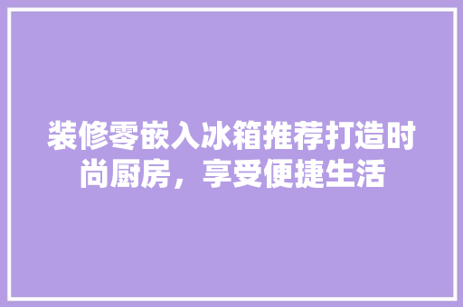 装修零嵌入冰箱推荐打造时尚厨房，享受便捷生活  第1张