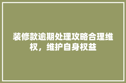 装修款逾期处理攻略合理维权，维护自身权益  第1张