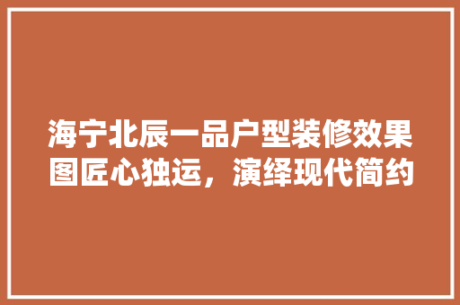 海宁北辰一品户型装修效果图匠心独运，演绎现代简约之美